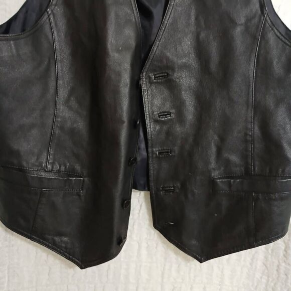 Wilsons Vtg Men's Black Leather Vest Size L - Picture 6 of 9